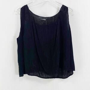 RENA LANGE Black Sleeveless Cropped Round Neck Tank Top